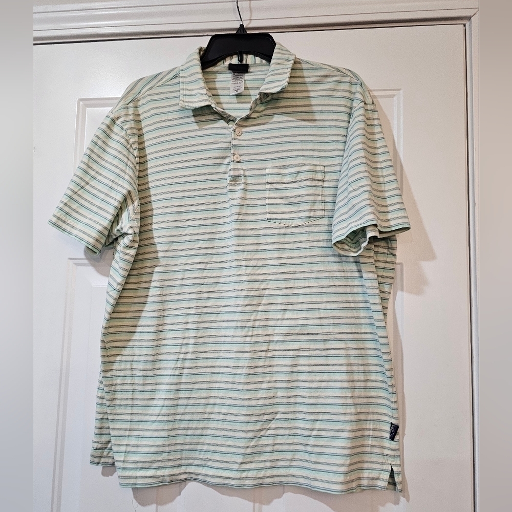 Patagonia Polo stripped shirt size XL organic cotton Golfing